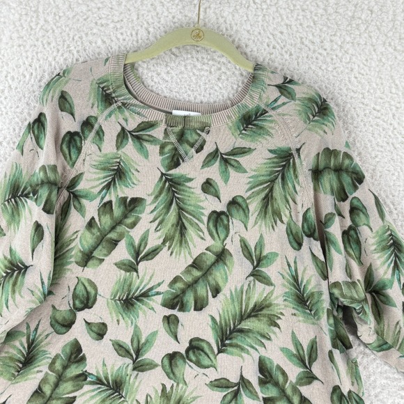 J. Jill Green Leaf Print Pullover Sweater Womens 3/4 Sleeve Stretch Size PM - Picture 2 of 12